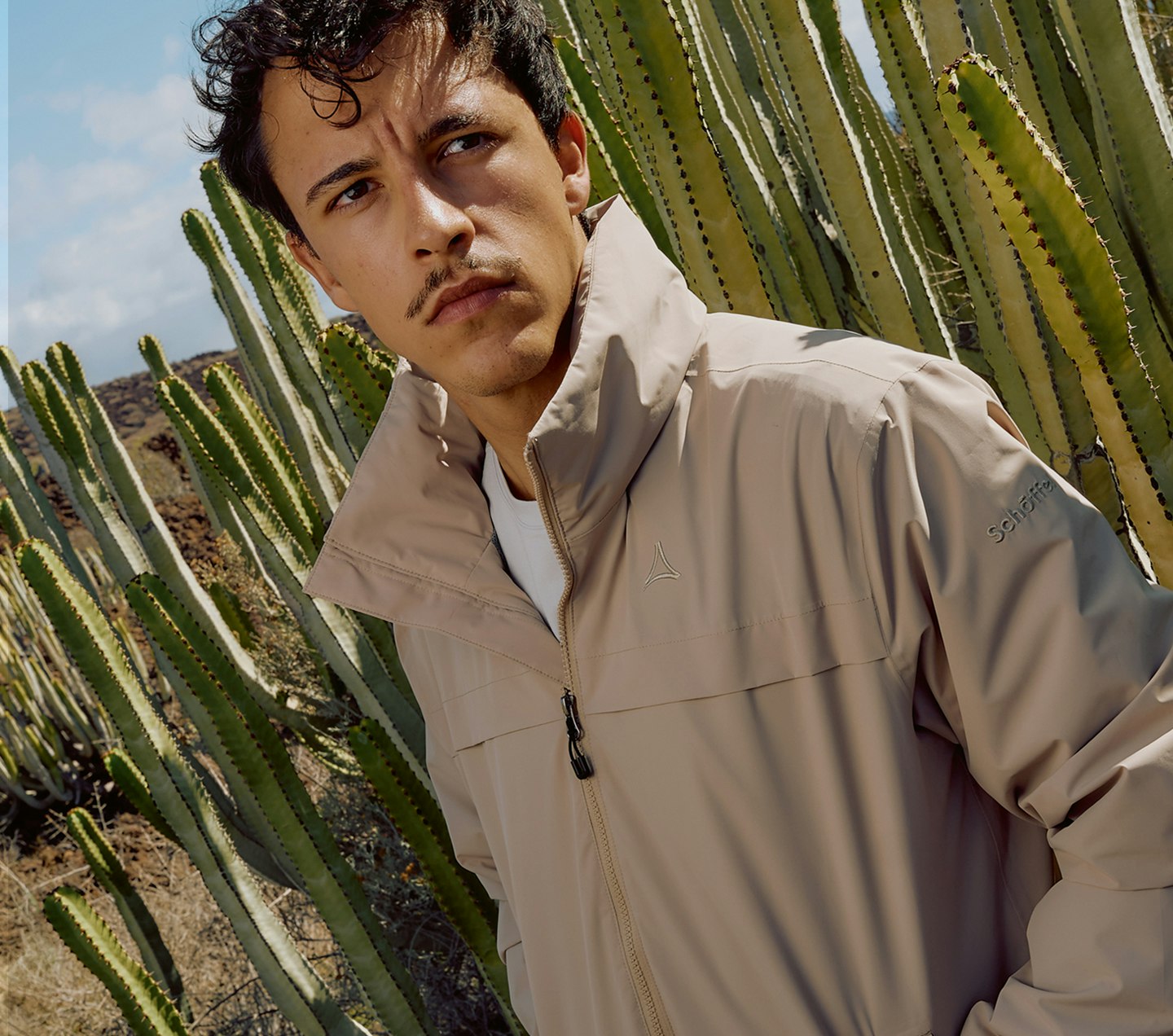 A man wearing an outleisure jacket.